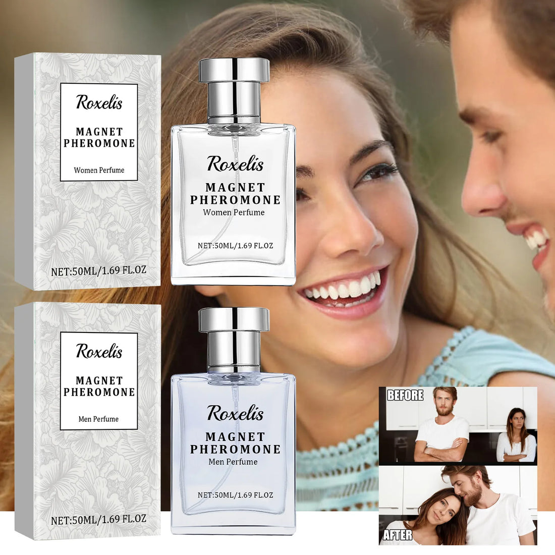 Roxelis 50ml Magnet Pheromone Perfume Men Women Lasting Fragrance Release Charming Dating Atmosphere Couple Gift Glamour Perfume