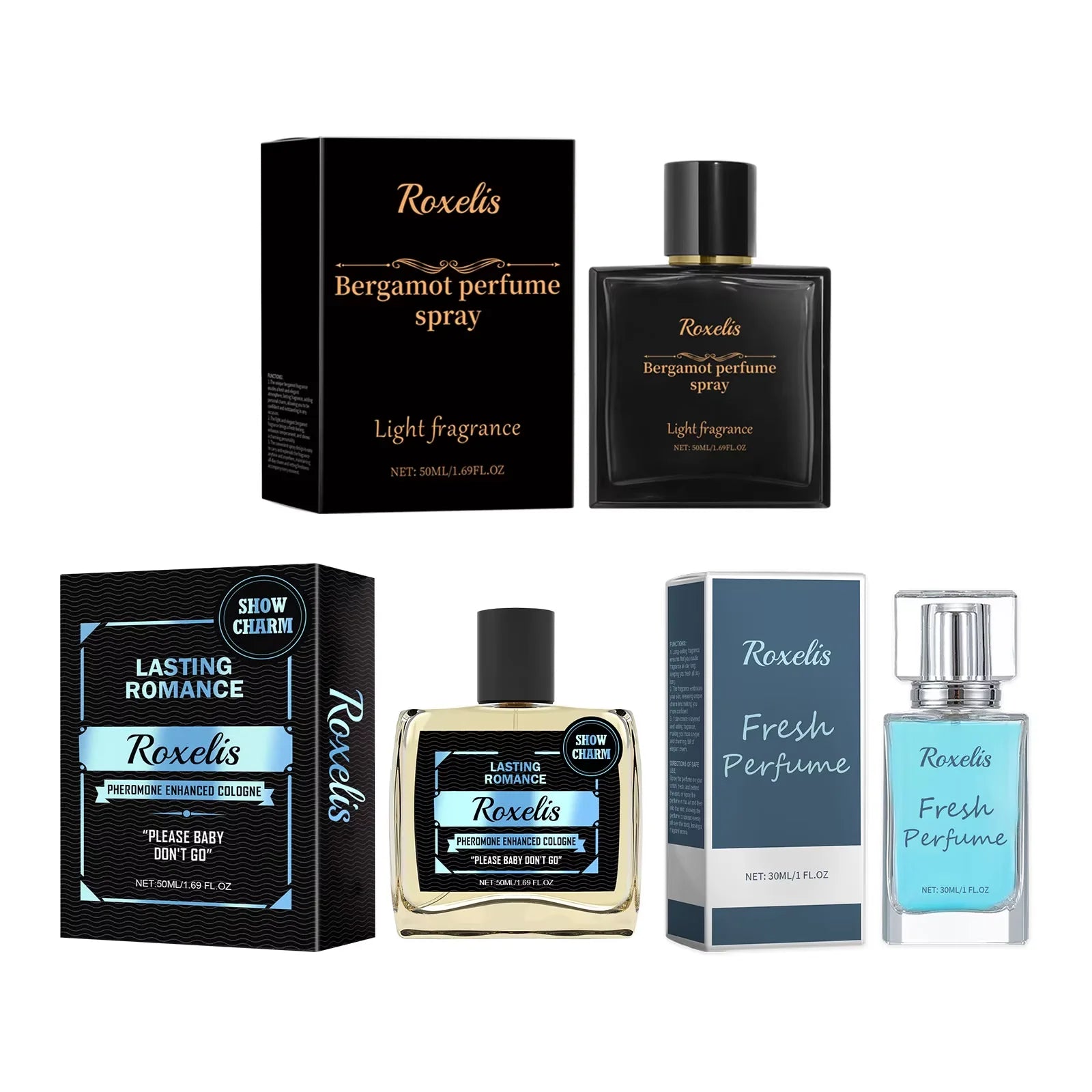 Roxelis 50ml Cologne Pheromone Perfume Bergamot Amber Wood Dating Long Lasting Fragrance Floral Scent Flirting Men Perfume Mist